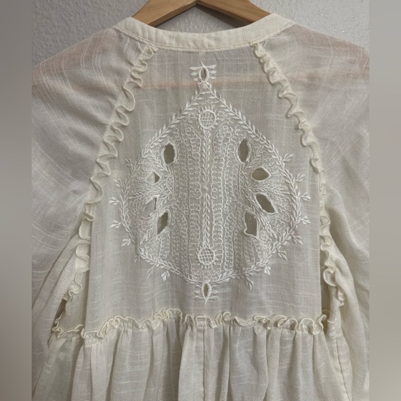 Free People Front Button Down Back Embroidered Blouse - Picture 9 of 12
